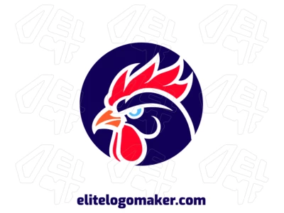 Logotipo de cabeça de galo com design abstrato, estilo animal original com formas únicas e linhas marcantes.
