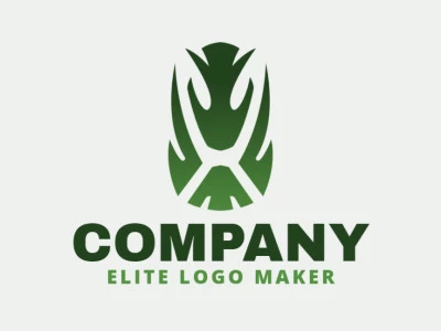 Logotipo customizável com a forma de um alienígena composto por um estilo gradiente e cor verde.