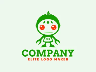 Crie um logotipo memorável para sua empresa com a forma de um alienígena com estilo artesanal e design criativo.