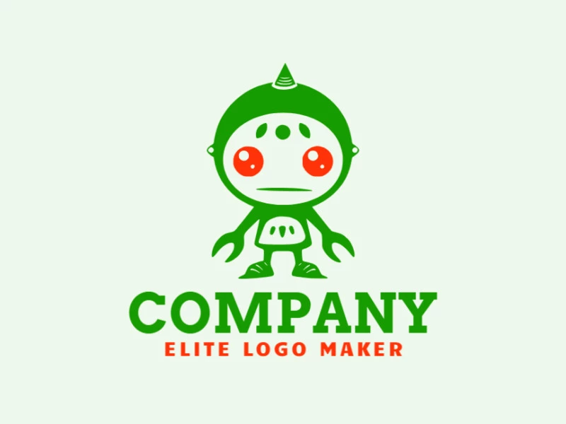 Crie um logotipo memorável para sua empresa com a forma de um alienígena com estilo artesanal e design criativo.