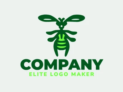 Crie um logotipo para sua empresa com a forma de uma inseto alienígena com estilo simétrico e cor verde.