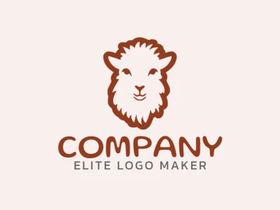 Logotipo disponível para venda com a forma de uma alpaca com estilo monoline e cor marrom.