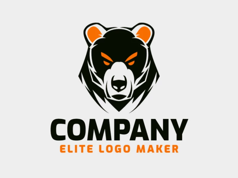 Um design de logo simétrico com uma cabeça de urso enfurecido, simbolizando força e determinação.