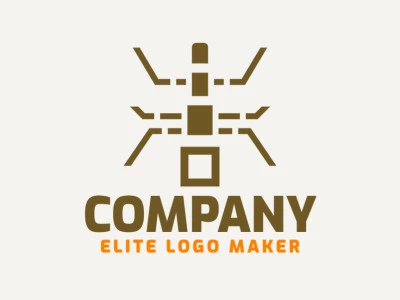 Crie um logotipo ideal para o seu negócio com a forma de uma formiga combinado com uma lupa com estilo duplo sentido e cores customizáveis.