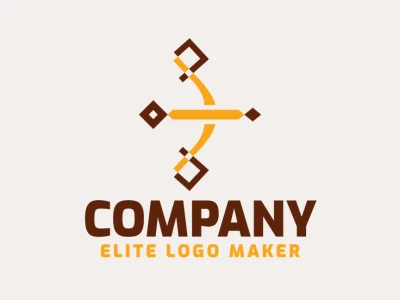 Logotipo customizável composto por formas geométricas e estilo minimalista formando um arco e flecha com cores amarelo e marrom.