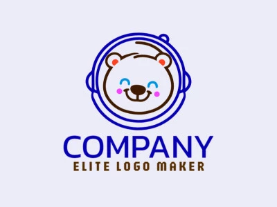 Um logotipo lúdico apresentando um urso astronauta, perfeito para marcas e negócios voltados para crianças.