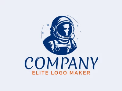 Logotipo com a forma de uma astronauta com a cor azul, esse logotipo é ideal para diferentes áreas de negócio.