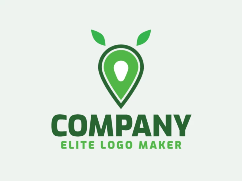 Logotipo customizável com a forma de um abacate combinado com um mapa, com estilo abstrato, a cor utilizada foi verde.