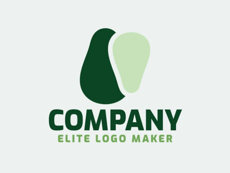 Logotipo customizável com a forma de abacates com estilo minimalista, a cor utilizada foi verde.