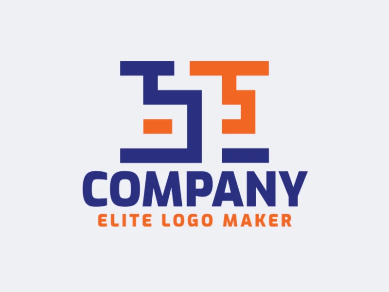 Logotipo vetorial com a forma de uma letra "B" combinado com uma letra "S", com design abstrato e com as cores azul e laranja.