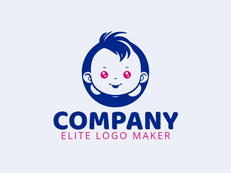 Crie um logotipo memorável para sua empresa com a forma de um bebê com estilo simples e design criativo.