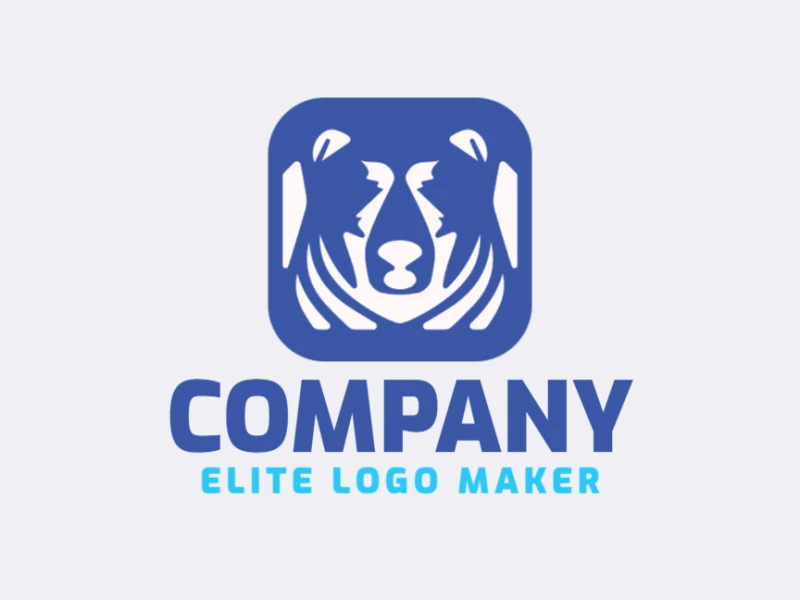 Logotipo simples composto por formas abstratas, formando um Urso com as cores azul e branco.