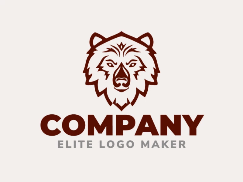 Logotipo customizável com a forma de uma cabeça de urso com design criativo e estilo abstrato.