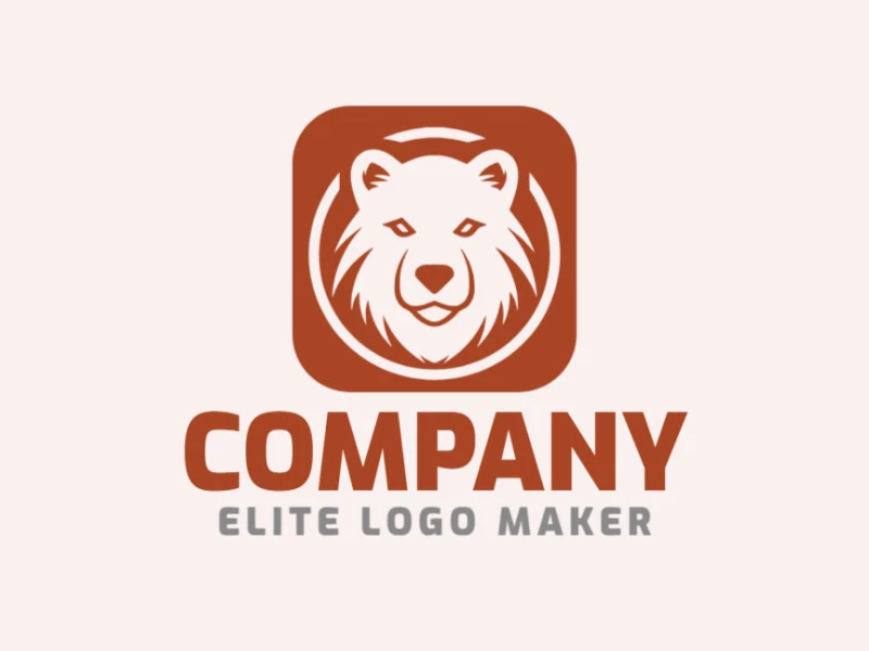 Logotipo customizável com a forma de uma cabeça de urso com estilo circular, a cor utilizada foi marrom.