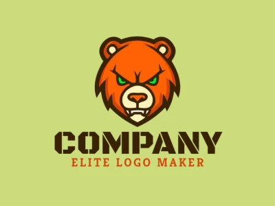 Um logotipo em estilo mascote com a cabeça de um urso, incorporando força e caráter.