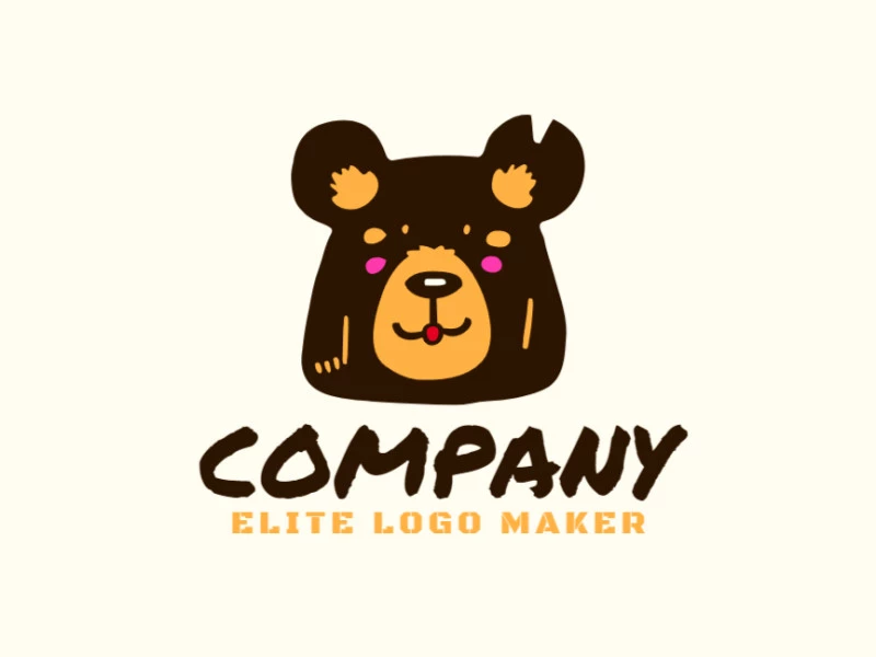 Um design de logotipo ilustrativo de uma cabeça de urso, ideal para negócios, destacando um design intricado.