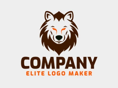 Logotipo simples com design refinado, formando uma cabeça de urso com as cores laranja e marrom escuro.