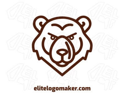 Modelo de logotipo luxuoso com cabeça de urso e design animal monoline elegante.