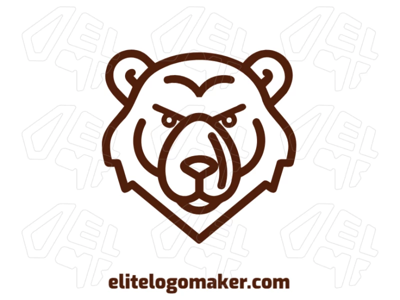 Cabeça De Urso Com Design Monoline Elegante - Elaboração De Logo Inovador Modelo de logotipo luxuoso com cabeça de urso e design animal monoline elegante.