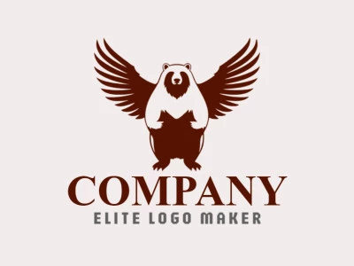 Logotipo customizável com a forma de urso com asas com design criativo e estilo mascote.