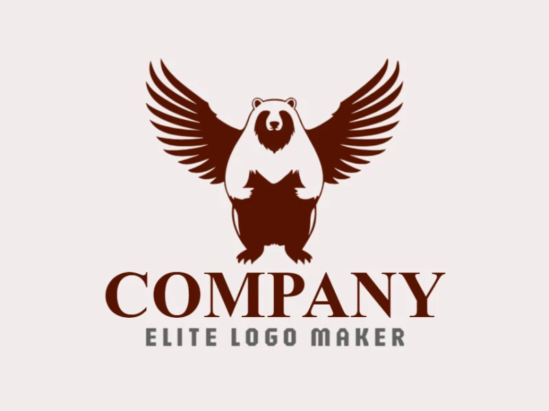 Logotipo customizável com a forma de urso com asas com design criativo e estilo mascote.