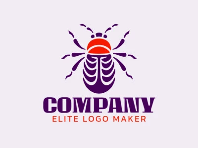 Em uma combinação impressionante de laranja e roxo, este logotipo simétrico assume a forma de um besouro cativante, simbolizando força e resiliência com seu design equilibrado e harmonioso.