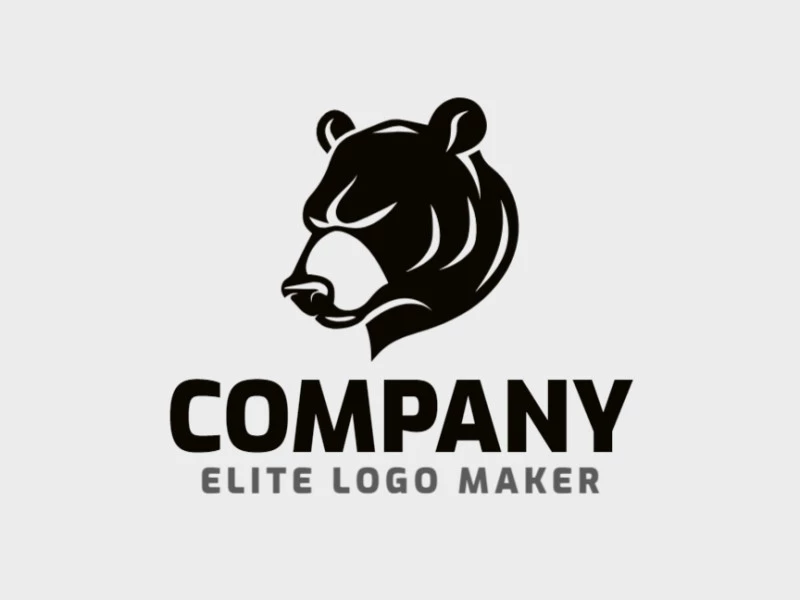 Um logotipo de forma de urso preto minimalista com um design profissional, enfatizando linhas elegantes e uma estética moderna.