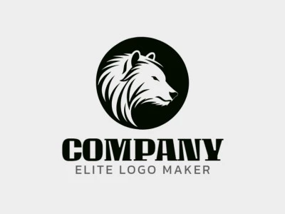 Crie um logotipo memorável para sua empresa com a forma de uma cabeça de urso negro com estilo circular e design criativo.