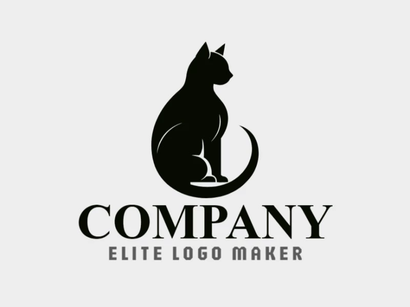 Logotipo profissional com a forma de um gato negro com estilo minimalista.