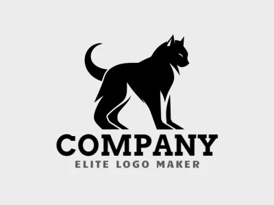 Logotipo criativo com a forma de um gato negro com design refinado e estilo pictórico.