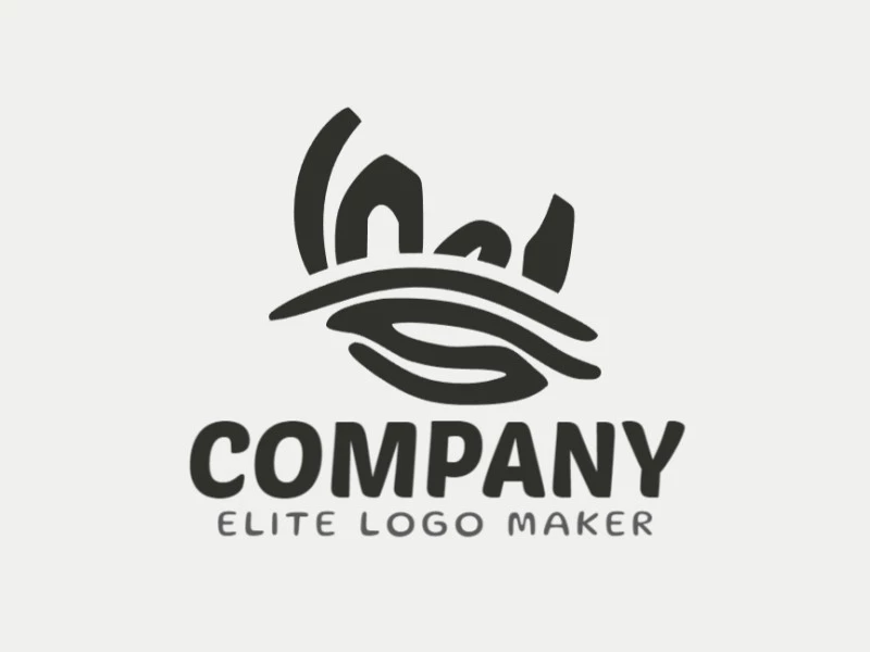 Crie um logotipo ideal para o seu negócio com a forma de um rinoceronte negro com estilo minimalista e cores customizáveis.