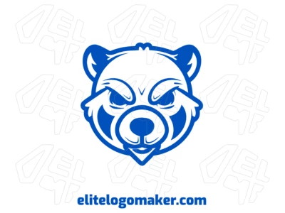 Logotipo animal dinâmico com cabeça de urso azul, unindo força e movimento em um design visualmente marcante.