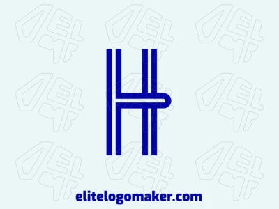 Logo simples com a letra 'H' azul em estilo de letra inicial, criado para uma identidade de empresa barata e profissional.