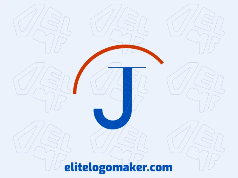 Um logotipo refinado e elegante com a letra inicial 'J' em azul, projetado com linhas limpas e uma estética sofisticada.