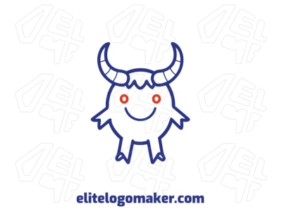 Um monstro azul criativo com chifres em estilo abstrato, criado para destacar e elevar sua marca com um conceito único de logotipo.