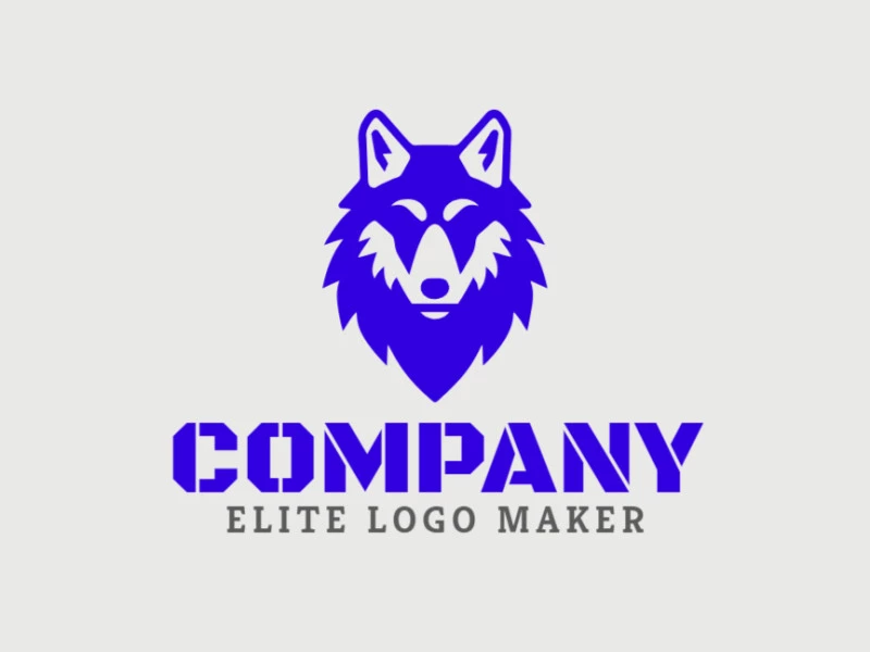 Um logotipo original e refinado com um lobo azul simétrico.