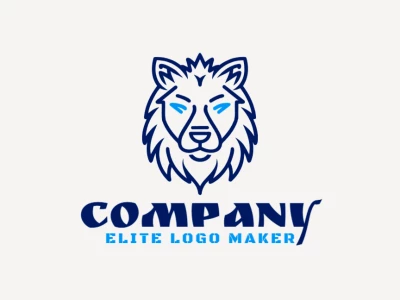 Um logotipo de lobo azul perfeito e personalizável em estilo animal, projetado para capturar ousadia e adaptabilidade a um preço acessível.