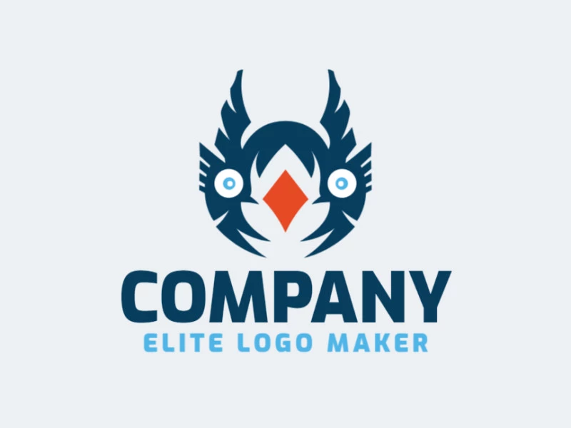 Crie um logotipo para sua empresa com a forma de um pássaro azul, com estilo abstrato e com as cores azul e laranja.