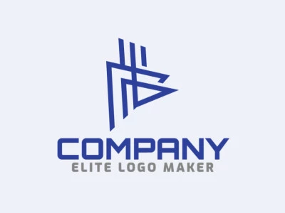 Crie seu logotipo online com a forma de um pássaro azul, com cores customizáveis e estilo múltiplas linhas.