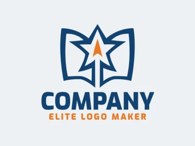 Logotipo com design criativo formando um livro combinado com uma estrela, com estilo simples e cores customizáveis.