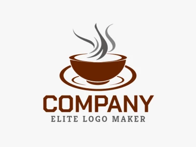 Um design de logotipo minimalista com uma tigela e fumaça, oferecendo uma opção elegante e totalmente personalizável para uma marca única.