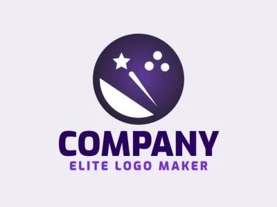 Logotipo elegante com formas abstratas formando uma bola de boliche mesclado com uma estrela com design gradiente e cores preto e roxo.