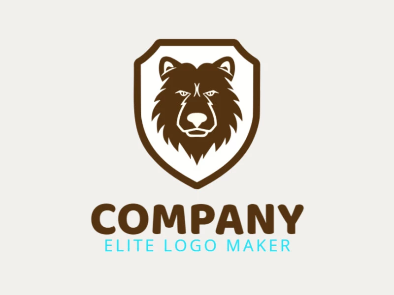 Logotipo disponível para venda com a forma de um urso marrom com design abstrato e cor marrom escuro.