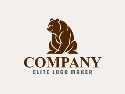 Um logotipo com tema animal apresentando um urso marrom, desenhado com detalhes intrincados em um tom marrom natural, incorporando força e conexão com a natureza.