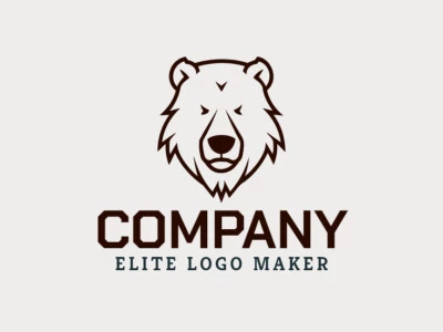 Um design de logo simétrico moderno e notável com a cabeça de um urso marrom, com um conceito marcante.