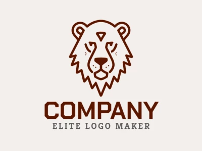 Um logotipo chamativo de cabeça de urso marrom no estilo monoline, projetado para uma aparência limpa e elegante em marcas modernas.