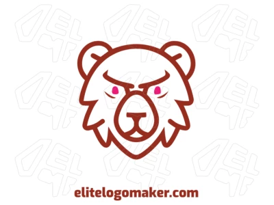 Design de logotipo sutil e profissional com cabeça de um urso marrom em estilo simples e simétrico, ideal para uma identidade de marca elegante.