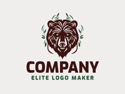 Logotipo ilustrativo com design refinado, formando um urso marrom combinado com folhas com as cores verde e marrom.