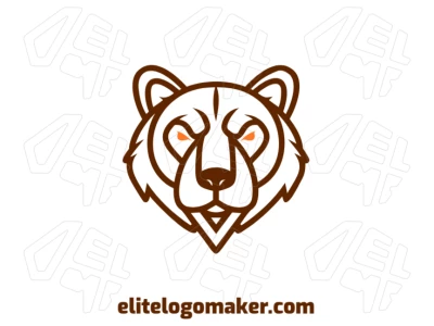 Design criativo e abstrato de uma cabeça de urso marrom com detalhes de alto nível, criando uma identidade visual única e cativante.