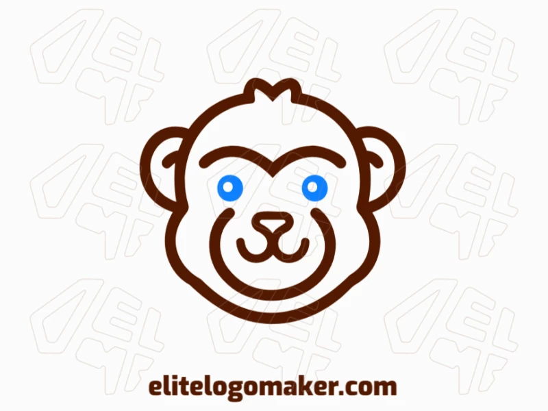 Um logo design de cabeça de macaco marrom com um estilo animal ousado e minimalista, curvas suaves e uma expressão amigável.